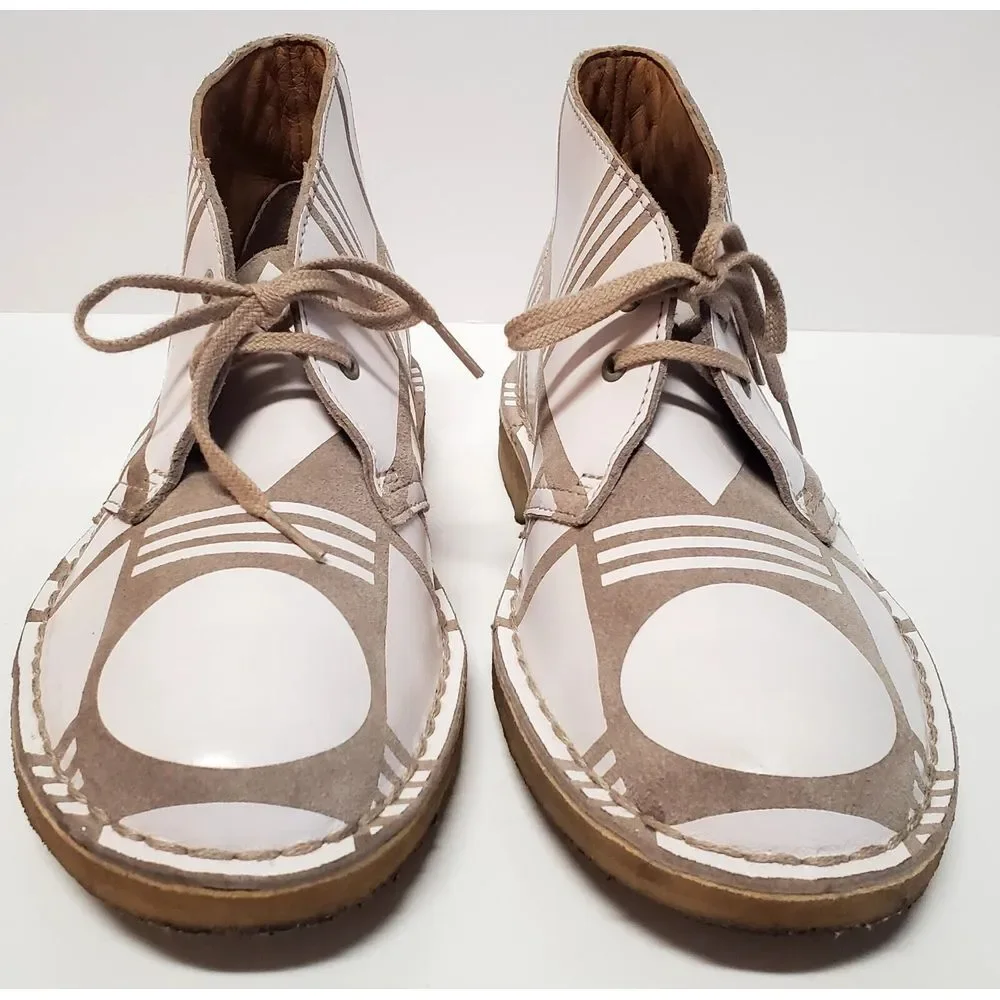 Clarks Original Patternity Collaboration W 8.5 US Desert Boot Taupe & White - Picture 2 of 15
